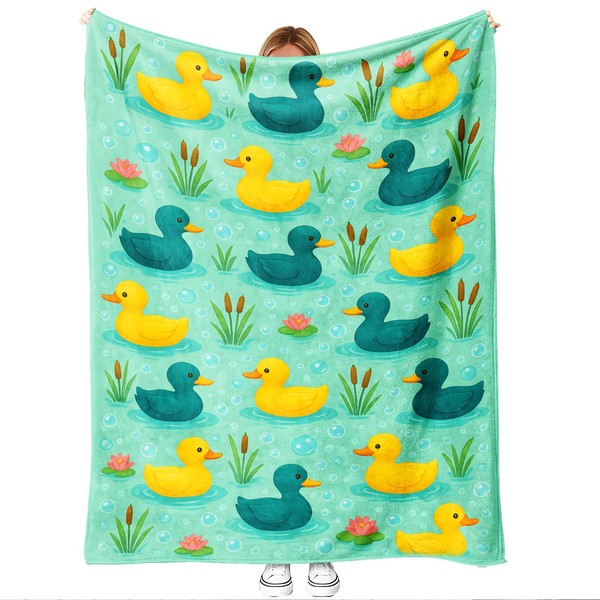 Duck Print Flannel Throw Blanket 60 x 50 Inches, Soft