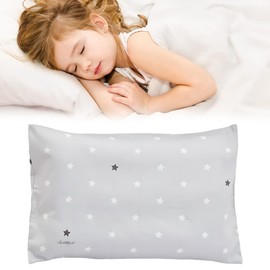 Children's Pillowcase, Pillowcase 40 x 60 cm, Soft Breathable, Children's Covers with Zip, Cotton Baby Pillowcase, Stars Grey, for Boys and Girls Bed Linen
