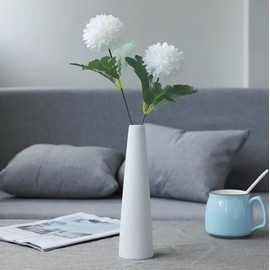 Bamboopack White Ceramic Bud Vase Tall Conic Flower Small Bud Vase Single Stem Vase Home Decorative Floral Vase Centerpiece for Flower and Office Bud Home Wedding Decor