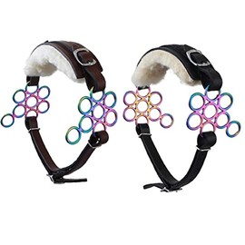Lift Sports Brown/Black Rainbow Multi Color Hackamore Bitless Horse Bit English Western Adjustable Flower Padded Fur Leather Bridle Equestrian (Brown)