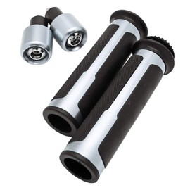 nakira Bike Grip with Bar Ends for 0.9 inch (22 mm) Penetrating Bike Handle Grom Jog Cygnus X Forza nkr1148 (Silver)