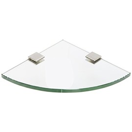 Spancraft Glass SQ6QR-BR Quarter Round Glass Shower Shelf with Square Clamp, Brushed Nickel Bracket, 6"