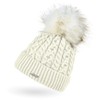 Neverless® Women's Knitted Hat Lined Fur Pompom Faux Fur Bobble