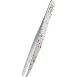 Rubis Action Painting Tweezers - Slanted, Fine and Pointed - Eyebrow Tweezers - Slanted Tip for Hair Removal - Professional Tweezers - White