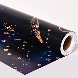 Dtiafu Reversible Galaxy Wrapping Paper for Girls Boys Women Men - Solar System Planet Sparks Meteors Constellations Gift Wrap for Birthday Baby Shower Holiday - 17 Inch x 20 feet(Total 28.5sq.ft)