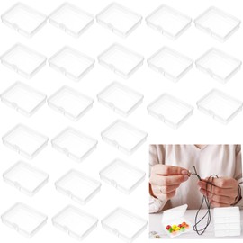 WADY Contenedores Pequeños de Plástico Transparente Con Tapa Con Bisagras Para Almacenamiento de Objetos Pequeños, 24 Cajas de Almacenamiento Rectangulares de Plástico,Organizadores de Abalorio Vacías