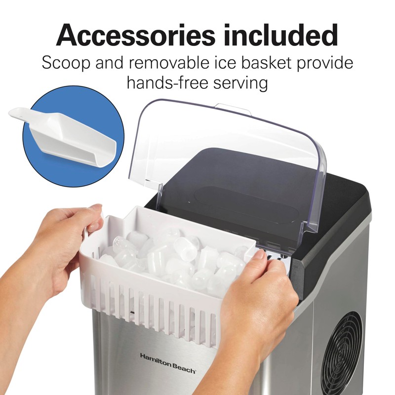 Hamilton Beach Bullet Countertop Ice Maker Machine, Makes 26 Lbs/Day,