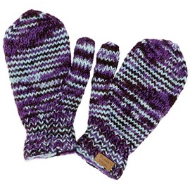 GURU SHOP Hand Knitted Mittens Wool Gloves Gloves Men Women Red Wool One Size, purple/light blue