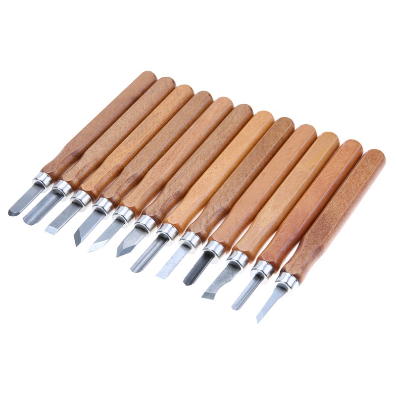 12Pcs Woodcut Knife Set Hand Wood Carving Chisels DIY Woodworking