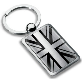 Biomar Labs® KK 271 Metal Keyring with Gift Box Car Key Ring Stainless Steel Union Jack Flag UK England United Kingdom, silver