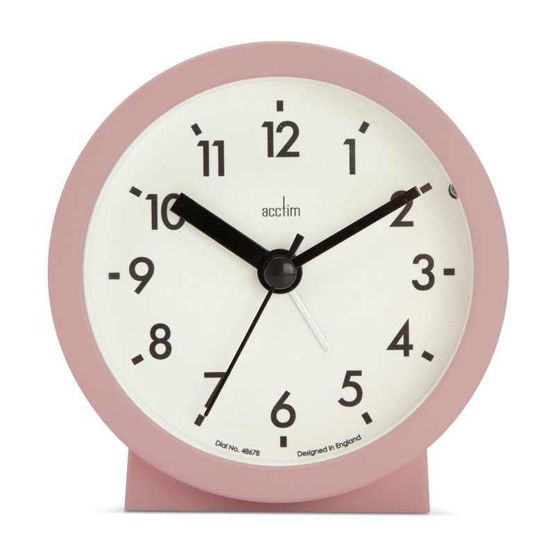 Acctim Gaby Small Analogue Contemporary Beside Alarm Clock Dusty Rose
