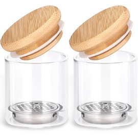 HINZIC 2PCS Nail Brushes Washing Cup Cleaner, 2x2.2 inch Mesh Acrylic liquid Powder Removal Dappen Dish with Lid Portable Nail Art Brush Washer Tool for Glitter Sequins