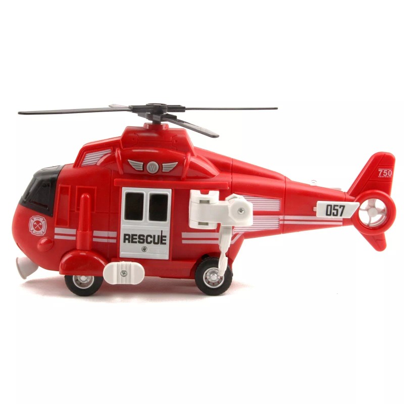 Vokodo Toy Fire Rescue Helicopter 11" With Lights And Sounds