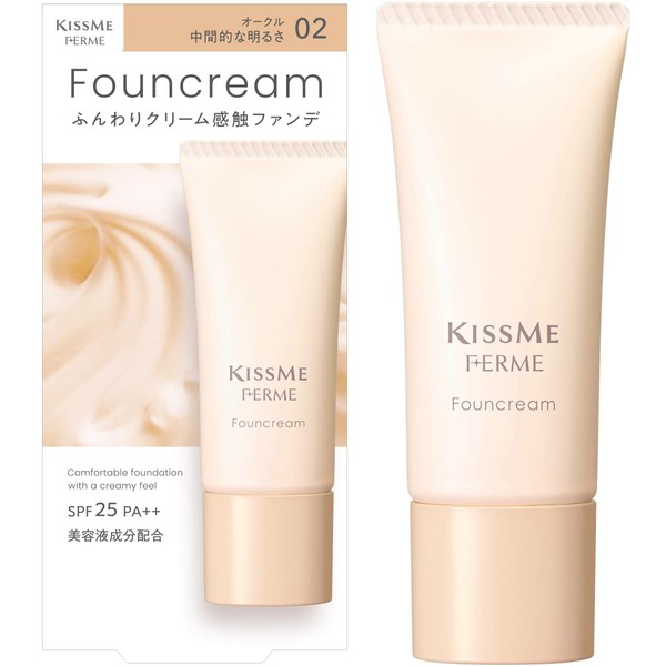 Kiss Me Ferme SPF25 PA++ Fountain Cream, 02 Ochre, Medium