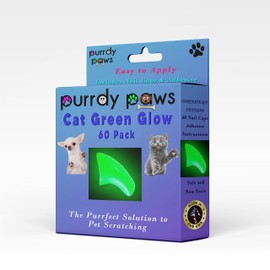 Purrdy Paws Soft Nail Caps 60 Packs for Cats - Green Glow-in-The-Dark Medium