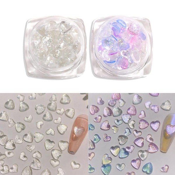 YFFSFDC Nail Parts, Nail Tools, Heart Parts, 3D, Transparent, Resin,