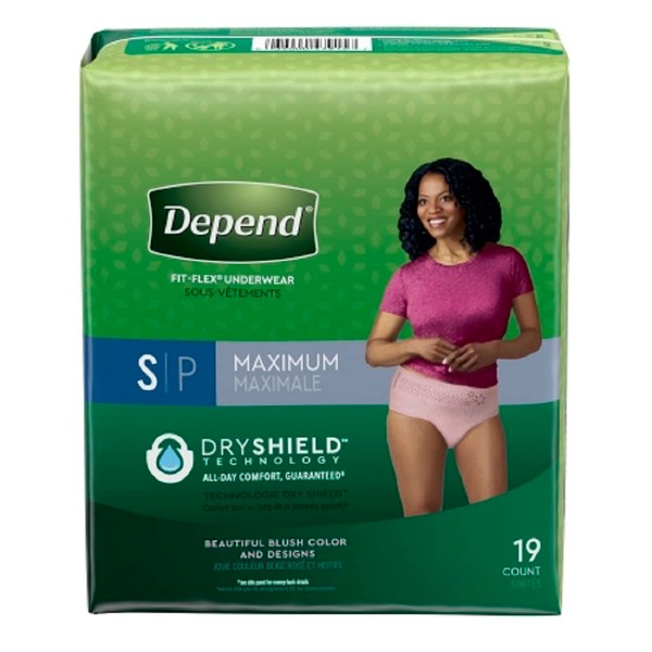 Depend FIT-FLEX Adult Underwear Pull On Small Disposable Heavy Absorbency, 47915 - Pack of 19