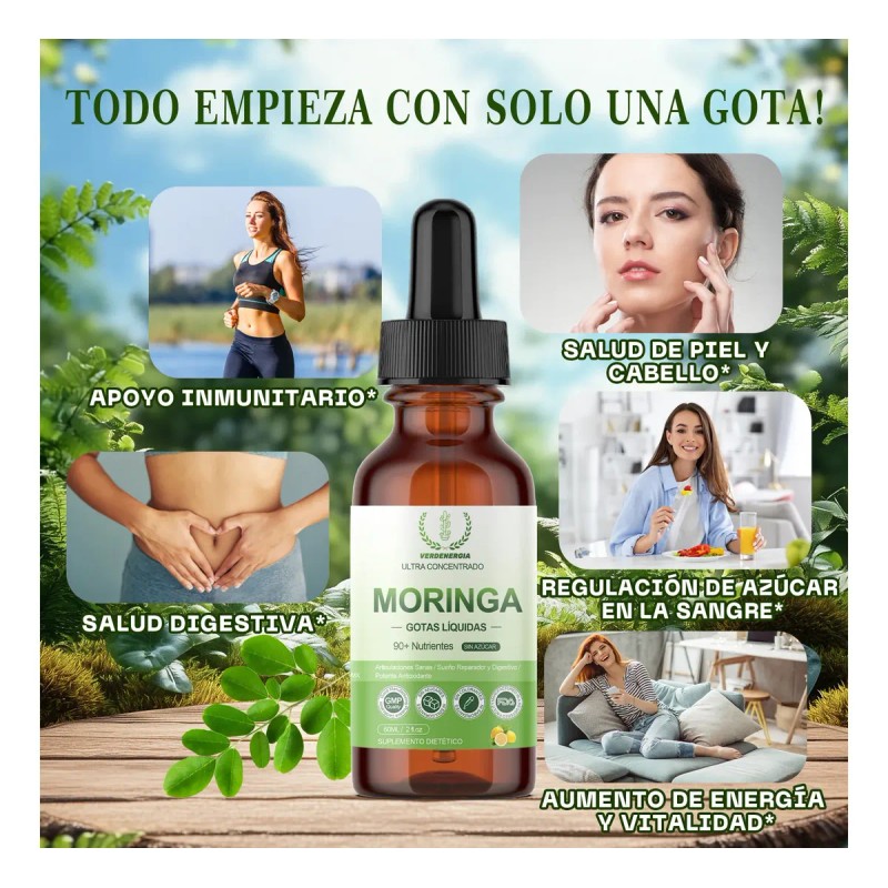 Moringa 100 % Pura Orgánica Gotas Inmunidad 60ml Vitalidad