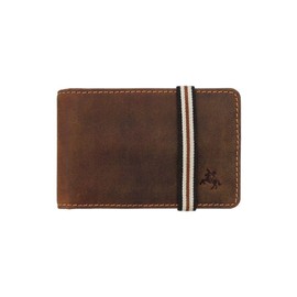 Visconti Nelson Elastic Closure Bi Fold Real Leather Slim Wallet Card Holder RFID Tap and Go (Oil Tan BN1)