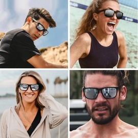 MAXJULI Polarized Sunglasses for Men and Women,UV400 Protection Sun Glasses,Ideal for Driving Cycling and Running(Black Frame/Gray Lens+Black Frame/Silver Lens)