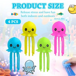 Set of 4 Water Bombs, Rubber Bath Toys for Toddlers, Sensory Stress Relief Pool Toy for Children, Summer Party Bag Fillers for Boys and Girls (4 Colours)