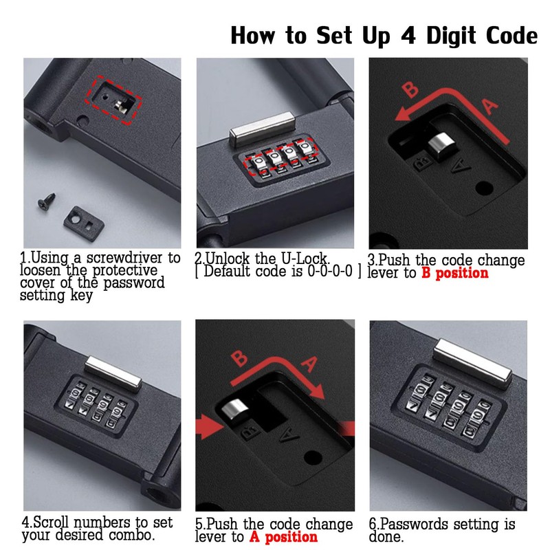 4 Digit Combination Padlock,Heavy Duty Anti Theft U-Shape Security Code