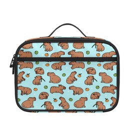 Parprinty Insulated Lunch Box for Kids Soft Cute Capybara Lunch Bag for Girls Boys Leakproof Small Compact School Lunch Tote with Inner Pocket Lightweight Reusable Durable Lunchbox for Picnic Travel