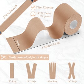 HONYAO Kinesiology Tape 2 Rolls, Sports Tape (5m×5cm), Physio Tape for Shoulder, Back, Elbow, Wrist, Shin, Ankle, K Tape Breathable Waterproof Skin Friendly, Support Muscle Tape, KT Tape Beige