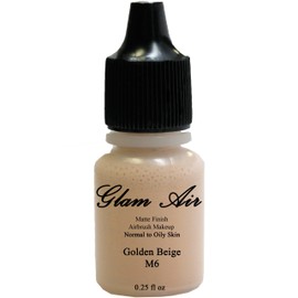 Glam Air Airbrush Makeup Water Based Foundation in Matte Finish for Flawless Looking Skin (0.25oz Bottles) (M6 GOLDEN BEIGE)