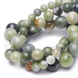 Chicager 8mm Natural Stone Beads for Jewelry Making,Taiwan Green Jade Polished Smooth Round Gemstone Beads for Bracelet Necklace 15 Inch