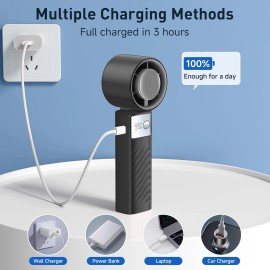 YOSHENMO Portable Handheld Turbo Fan - Foldable Mini Fan with Air Turbo Tech