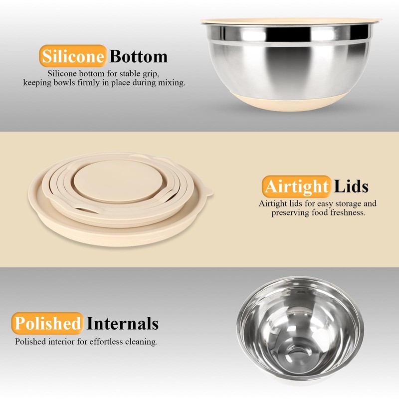 Mixing Bowls with Airtight Lids Set, 20 PCS Kitchen Gadgets