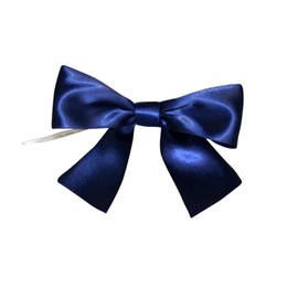 Pre-Tied Navy Blue Satin Bows - 4 1/2" Wide, Set of 12, Wired Craft Ribbon, Veteran's Day, Christmas, Wedding Embellishments, Party Favors, Gift Bows, Gift Basket, Birthday, Easter, 4th of July