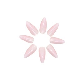 Luluizy Glitter Press On Nails Almond Nail Tips Glossy Finish Reusable Kit with Nails Glue Gel Sticker Cuticle pusher 5 Accessories (Tulane)