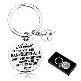 PEOVLVN 1 x Thank You Keyring, Gift for Colleague, Stainless Steel Keyring, Farewell Colleague Keyring, Friendship Gift, Lucky Charm for Birthday, Retirement, Job Change, silver