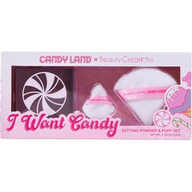Beauty Creations - Polvo Suelto y Puff, Candy Land I Want Candy, Acabado Mate e Iluminador, Tono Lila Para Pieles Medias a Profundas, Edición Limitada