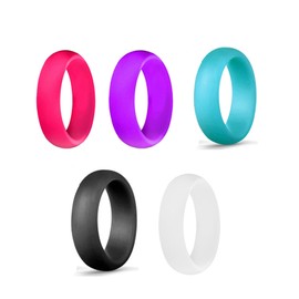 Caiyao 4Pcs Colorful Silicone Rubber Wide Thick Band Ring Set Multicolor Twist Woven Geometric Round Circle Finger Ring for Women Lightweight Wedding Jewelry-G 4pcs 5