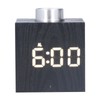 LED Knob Alarm Clock Digital Thermometer Display Imitation Wood Grain