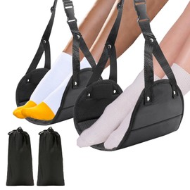 Florixen 2-Pack Airplane Foot Hammock Travel Essentials - Portable Airplane Foot Hammock for Plane Travel - Length Adjustable Airplane Foot Rest - Perfect Airplane Foot Hammock to Relax Your Feet