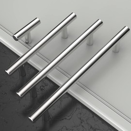 Amerdeco Pack of 12 Furniture Handles, Stainless Steel, Brushed Nickel, Kitchen Handles, 128 mm Hole Spacing, Drawer Handles, Zinc Alloy Drawer Handles, Handles for Kitchen Cabinets, Wardrobe