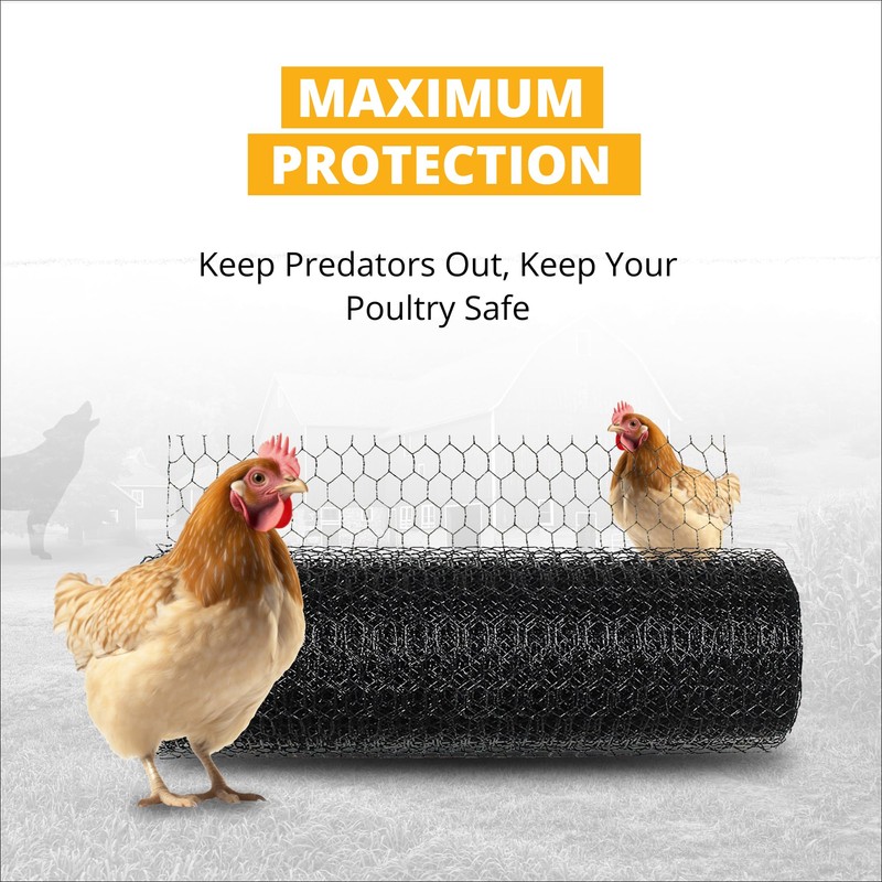 Stromberg’s PVC-Coated Galvanized Wire Fencing, 1-Inch Hex Mesh, Weatherproof, Long-Lasting