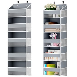 GoodMind Creations One Pack Hanging Closet Over The Door Organizer with 5 Shelf Storage for Bedroom, Bathroom, Pantry, Large Capacity Transparent Pockets for Behind Doors