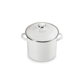 Le Creuset Enamel on Steel Traditional Stockpot, 8 qt., White with Stainless Steel Knob