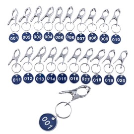 MITUKE Door Number Tags Cloakroom Locker Number Tags Key Label Tags Key Holder Waterproof High Temperature Resistant Stainless Steel Fade-resistant Lightweight Multi-purpose [With Clip/1-20] (Blue)