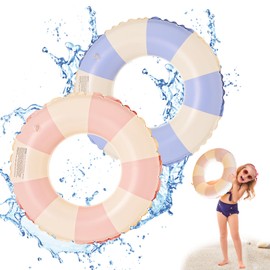 Ainvliya 2Pcs Swim Pool Inflatable Ring for Kids, Swimming Pool Inflatables Pool Float Toys for Children Adults, Toddler Rubber Swimming Ring Pool Floaties for Boys Girls Summer Water Beach Party Toys