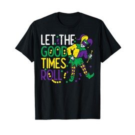 Let The Good Time Roll Jester Bead Funny Mardi Gras Carnival T-Shirt