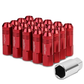 Auto Dynasty M12 x 1.25 Open End Design 20-Piece Aluminum Alloy Wheel Lug Nuts +1 X Deep Drive Extension (Red)