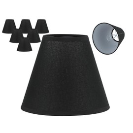 3" Top x 6" Bottom x 5" High Chandelier Shades, Black 3.0x6.0x5.0 Inches Linen Fabric Lampshades, Perfect Covers for 6 Light Pendant Light or Wall Sconce, Clip On Bulb, E12 Socket(Small Size, 6 Pack)