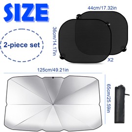 Auto Frontscheiben Sonnenschutz Front-Sonnenschutz UV-Schutz, Verbesserter 360° Rotations Faltbarer Auto Windschutzscheibe Sonnenschirm Regenschirm für die meisten Autos und SUV