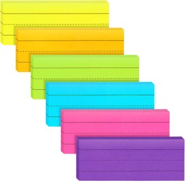 150 Sheets Sentence Strips Ruled Rainbow Sentence Learning Strips for School Office Supplies,6 Pack (3 x 8 Inch, Bright Colors)